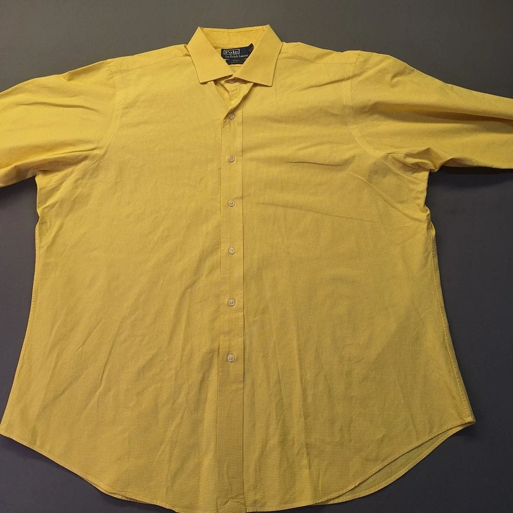 Polo Ralph Lauren Regent Classic Fit Yellow Gingham Cotton Shirt 17.5 32/33